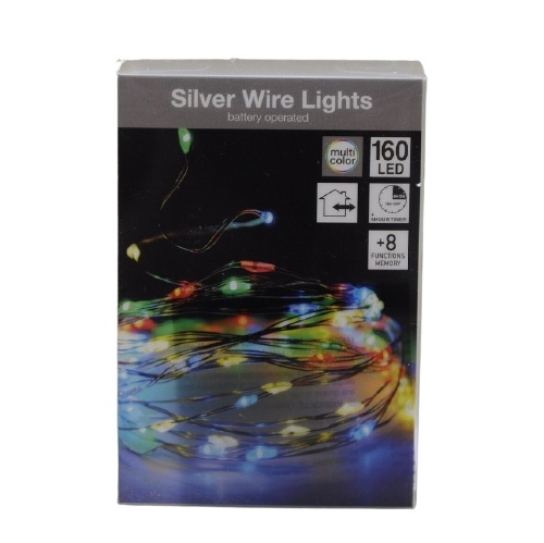 Silver Wire 160 LED string lights, RGB, 8m ryhmässä KODINELEKTRONIIKKA / Valaistus / LED-silmukka @ TP E-commerce Nordic AB (38-99243)