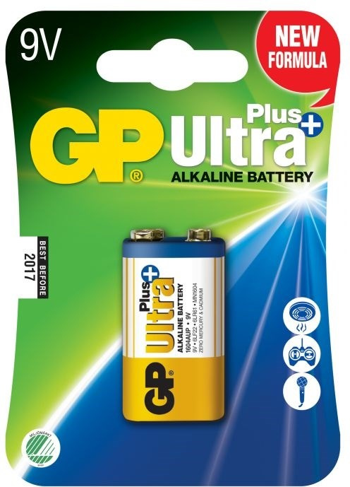GP Ultra Plus Alkaline 9V batteri, 1604AUP/6LF22, 1-pack ryhmässä KODINELEKTRONIIKKA / Paristot & Laturit / Akut / 9V @ TP E-commerce Nordic AB (38-99863)