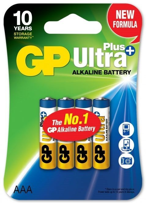 GP Ultra Plus AAA-alkaliparisto, 24AUP/LR03, 4 kpl/pakkaus ryhmässä KODINELEKTRONIIKKA / Paristot & Laturit / Akut / AAA @ TP E-commerce Nordic AB (38-99865)