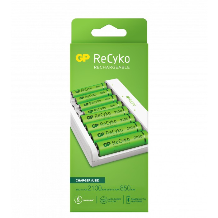 GP ReCyko batteriladdare inkl. AA- och AAA-batterier ryhmässä KODINELEKTRONIIKKA / Paristot & Laturit / Paristolaturi @ TP E-commerce Nordic AB (38-99869)
