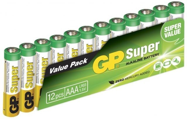 GP Super Alkaline AAA batteri, 24A/LR03, 12-pack ryhmässä KODINELEKTRONIIKKA / Paristot & Laturit / Akut / AAA @ TP E-commerce Nordic AB (38-99875)