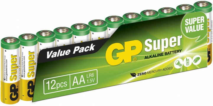 GP Super Alkaline AA -paristo, 15A/LR6, 12 kpl ryhmässä KODINELEKTRONIIKKA / Paristot & Laturit / Akut / AA @ TP E-commerce Nordic AB (38-99877)