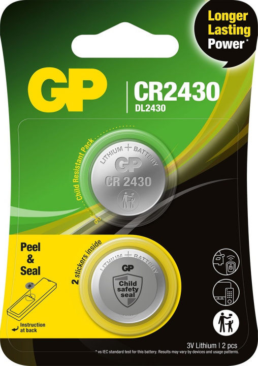 GP Knappcell CR2430 litiumbatteri 2-pack ryhmässä KODINELEKTRONIIKKA / Paristot & Laturit / Akut / Nappiparistot @ TP E-commerce Nordic AB (38-99881)