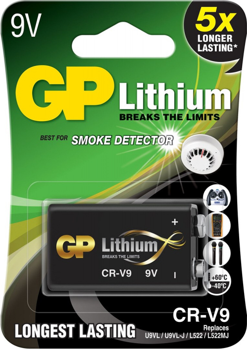 GP litiumbatteri CR-V9 1-pack ryhmässä KODINELEKTRONIIKKA / Paristot & Laturit / Akut / 9V @ TP E-commerce Nordic AB (38-99882)