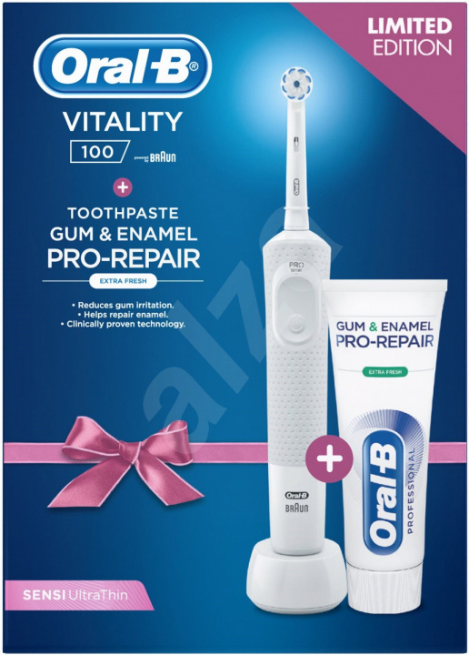 Oral-B Vitality White Sensi UltraThin, Kit ryhmässä KAUNEUS JA TERVEYS / Suunhoito / Sähköhammasharjat @ TP E-commerce Nordic AB (38-99922)