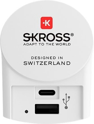 Skross Reseadapter Europa till USB-A & USB-C ryhmässä KOTI, TALOUS JA PUUTARHA / Sähkö & Valaistus / Matkasovittimet @ TP E-commerce Nordic AB (38-99961)
