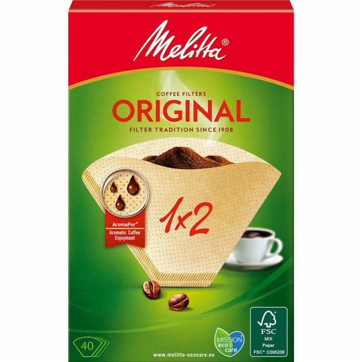 Melitta Kaffefilter 1X2 40pack (Obs 18 ryhmässä KOTI, TALOUS JA PUUTARHA / Kodinkoneet / Kahvikoneet ja tarvikkeet / Kapselit, suodatinpussit & Tarvikkeet @ TP E-commerce Nordic AB (A00877)
