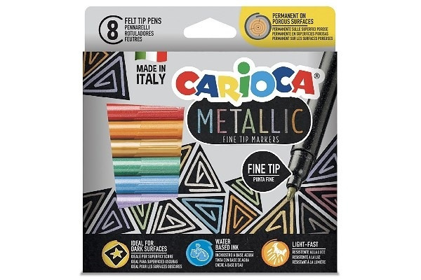 Carioca Metallic Fineliner 8st ryhmässä URHEILU, VAPAA-AIKA JA HARRASTUS / Harrastus / Maalaa ja piirrä / Kynät, liidut ja tussit @ TP E-commerce Nordic AB (A01197)