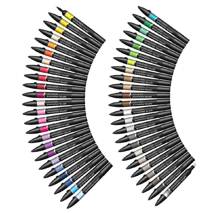 Winsor Brushmarker 48st, Essential collection ryhmässä URHEILU, VAPAA-AIKA JA HARRASTUS / Harrastus / Maalaa ja piirrä / Kynät, liidut ja tussit @ TP E-commerce Nordic AB (A01236)