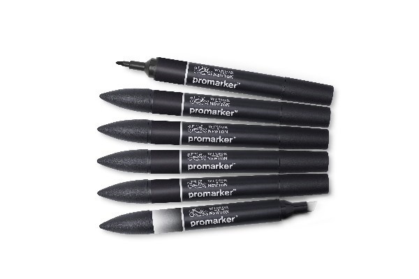 Winsor Promarker set 6st (5st Svart +1st blender) ryhmässä URHEILU, VAPAA-AIKA JA HARRASTUS / Harrastus / Maalaa ja piirrä / Kynät, liidut ja tussit @ TP E-commerce Nordic AB (A01241)