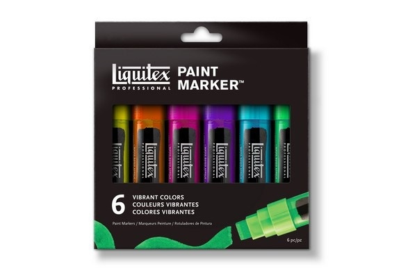 Liquitex Akrylmarkör Wide Vibrant 6st ryhmässä URHEILU, VAPAA-AIKA JA HARRASTUS / Harrastus / Maalaa ja piirrä / Kynät, liidut ja tussit @ TP E-commerce Nordic AB (A01246)