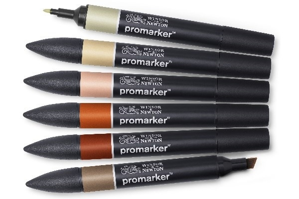 Winsor Promarker 6st, Earth tones ryhmässä URHEILU, VAPAA-AIKA JA HARRASTUS / Harrastus / Maalaa ja piirrä / Kynät, liidut ja tussit @ TP E-commerce Nordic AB (A01320)