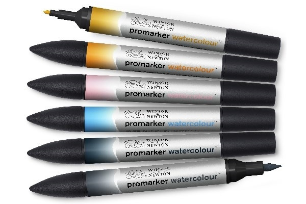 Winsor WaterColour Marker 6-pack, Sky tones set ryhmässä URHEILU, VAPAA-AIKA JA HARRASTUS / Harrastus / Maalaa ja piirrä / Kynät, liidut ja tussit @ TP E-commerce Nordic AB (A01326)