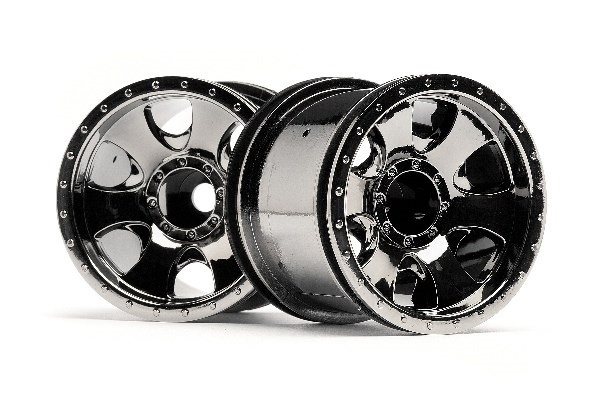 Warlock Wheel Black Chrome (2.2In/2Pcs) ryhmässä LELUT, TUOTTEET LAPSILLE JA VAUVOILLE / Radio-ohjattava / Varaosat ja lisävarusteet / HPI / Vanteet / Offroad @ TP E-commerce Nordic AB (A02154)