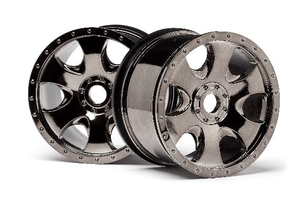 Warlock Wheel Black Chrome (83X56Mm/2Pcs) ryhmässä LELUT, TUOTTEET LAPSILLE JA VAUVOILLE / Radio-ohjattava / Varaosat ja lisävarusteet / HPI / Vanteet / Offroad @ TP E-commerce Nordic AB (A02200)