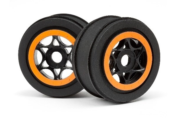 Ah-64 Wheel Black/Orange (42X83Mm/2Pcs) ryhmässä LELUT, TUOTTEET LAPSILLE JA VAUVOILLE / Radio-ohjattava / Varaosat ja lisävarusteet / HPI / Vanteet / Offroad @ TP E-commerce Nordic AB (A02343)