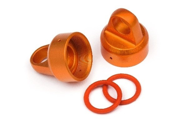 Aluminum Top Shock Cap (Orange/2Pcs) ryhmässä LELUT, TUOTTEET LAPSILLE JA VAUVOILLE / Radio-ohjattava / Varaosat ja lisävarusteet / HPI / Varaosat ja tuunaus / Iskunvaimentimet @ TP E-commerce Nordic AB (A02387)