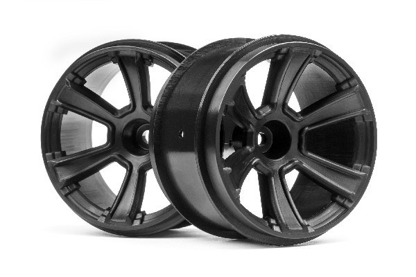 6-Shot Mt Wheel (Black/2Pcs) ryhmässä LELUT, TUOTTEET LAPSILLE JA VAUVOILLE / Radio-ohjattava / Varaosat ja lisävarusteet / HPI / Vanteet / Offroad @ TP E-commerce Nordic AB (A02668)