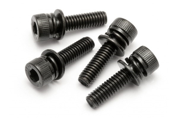 Cap Head Screw M4X15Mm With Washer (4Pcs) ryhmässä LELUT, TUOTTEET LAPSILLE JA VAUVOILLE / Radio-ohjattava / Varaosat ja lisävarusteet / HPI / Moottorit / Bensiinimoottorin varaosat @ TP E-commerce Nordic AB (A02985)