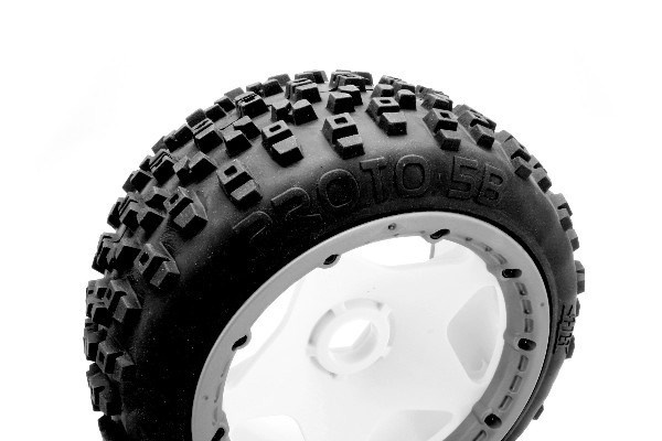 Proto Tire (White/Baja 5B/Rear/2Pcs) ryhmässä LELUT, TUOTTEET LAPSILLE JA VAUVOILLE / Radio-ohjattava / Varaosat ja lisävarusteet / HPI / Renkaat / Offroad @ TP E-commerce Nordic AB (A03364)