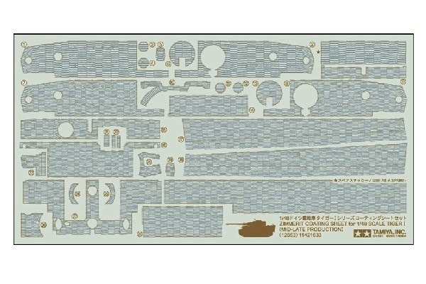 Tamiya 1/48 TigerI Mid-Late Zim Sheet ryhmässä URHEILU, VAPAA-AIKA JA HARRASTUS / Harrastus / Muovimallit / Sotilasajoneuvot (maa) @ TP E-commerce Nordic AB (A06692)