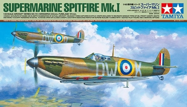 Tamiya 1:48 Supermarine Spitfire Mk.I ryhmässä URHEILU, VAPAA-AIKA JA HARRASTUS / Harrastus / Muovimallit / Lentokoneet/Helikopterit @ TP E-commerce Nordic AB (A07370)