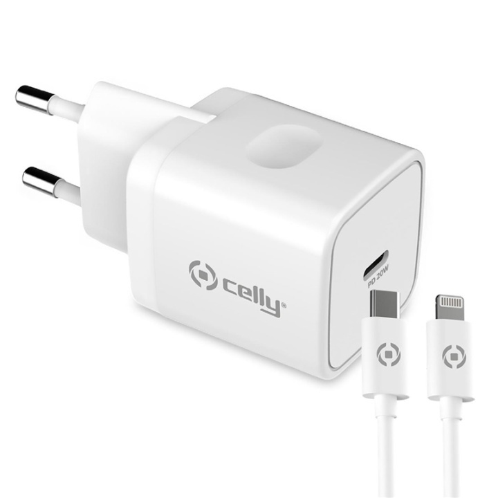 Celly USB-laddare USB-C PD 20W + Lig ryhmässä TIETOKOONET & TARVIKKEET / Kaapelit & Sovittimet / USB / USB-C @ TP E-commerce Nordic AB (A08373)