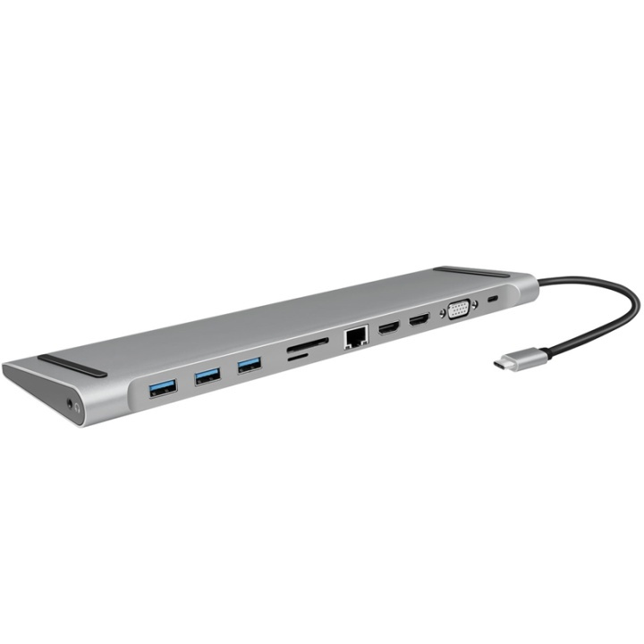LogiLink USB-C-Docka 11-in-1 HDMI/VGA/R ryhmässä ÄLYPUHELIMET JA TABLETIT / Laturit & Kaapelit / Telakointiasemat @ TP E-commerce Nordic AB (A08536)