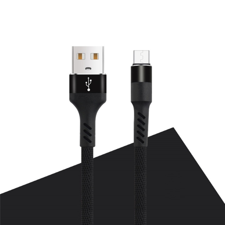 MXUC-01 microUSB-Kabel (2A) Fast Charge, Svart ryhmässä ÄLYPUHELIMET JA TABLETIT / Laturit & Kaapelit / Kaapelit / MicroUSB-kaapelit @ TP E-commerce Nordic AB (A08726)