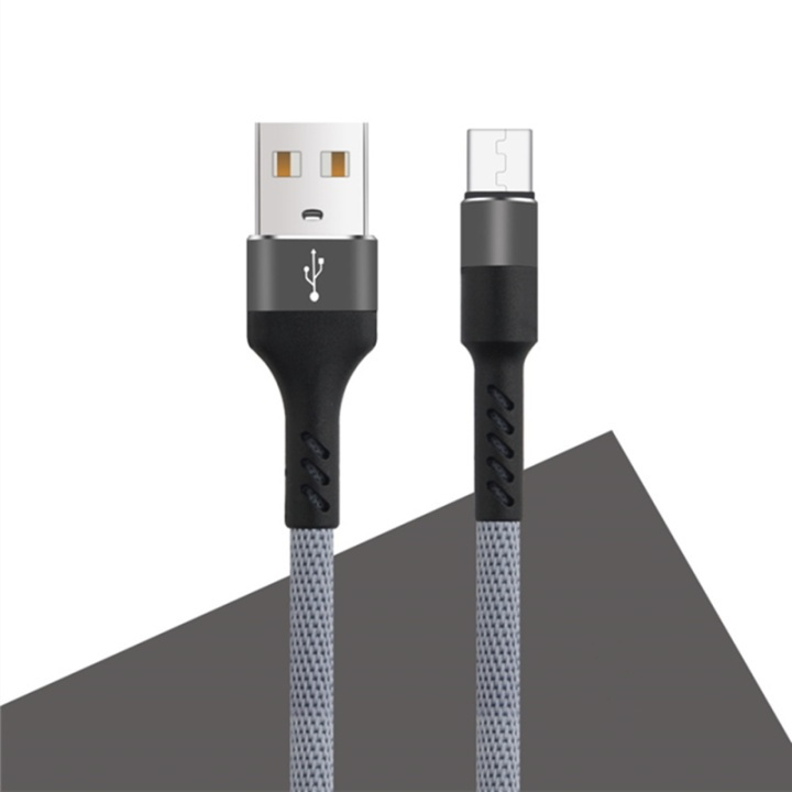 MXUC-01 microUSB-Kabel (2A) Fast Charge, Grå ryhmässä ÄLYPUHELIMET JA TABLETIT / Laturit & Kaapelit / Kaapelit / MicroUSB-kaapelit @ TP E-commerce Nordic AB (A08727)