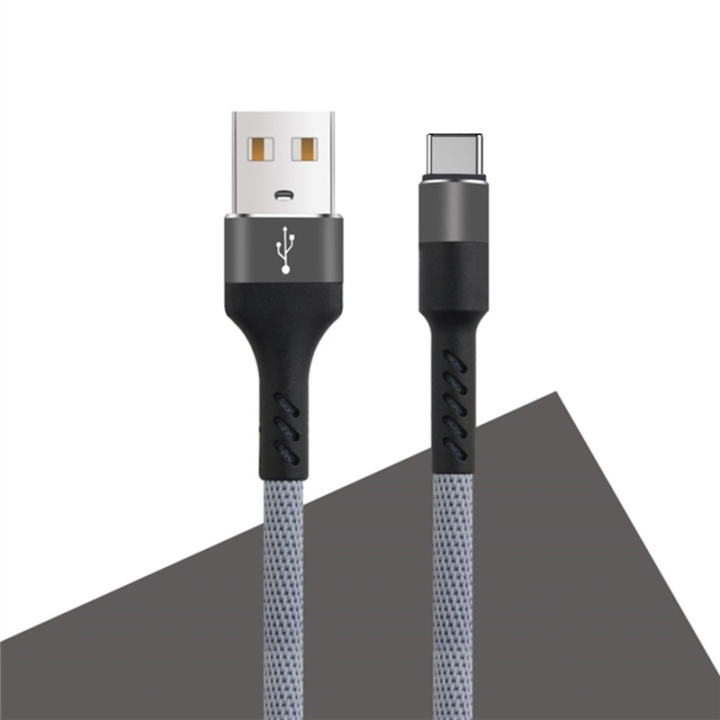 MXUC-01 USB-C Kabel (2A) Fast Charge, Grå ryhmässä ÄLYPUHELIMET JA TABLETIT / Laturit & Kaapelit / Kaapelit / Tyyppi C -kaapelit @ TP E-commerce Nordic AB (A08729)