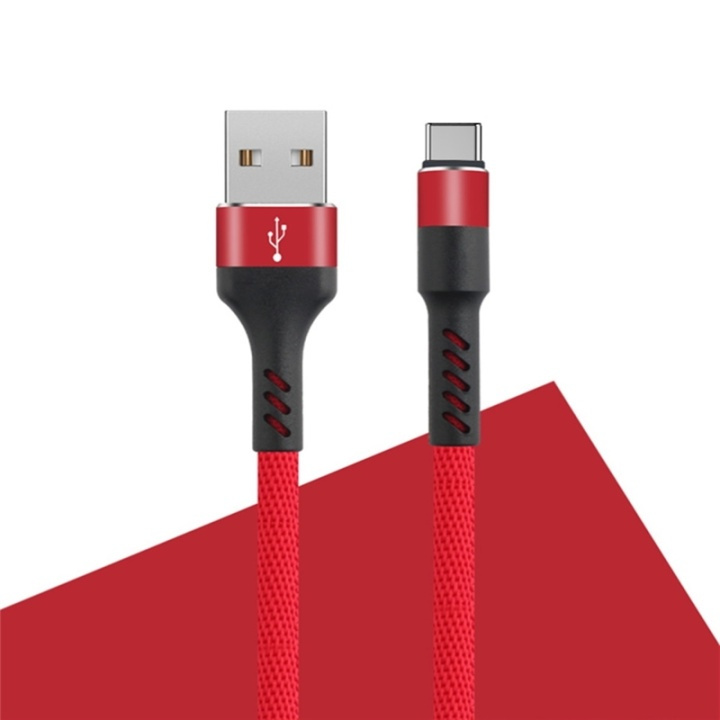 MXUC-01 USB-C Kabel (2A) Fast Charge, Röd ryhmässä ÄLYPUHELIMET JA TABLETIT / Laturit & Kaapelit / Kaapelit / Tyyppi C -kaapelit @ TP E-commerce Nordic AB (A08730)