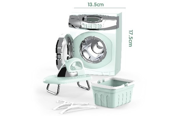Home Elektrisk tvättmaskin med tillbehör 17,5x13,7cm ryhmässä LELUT, TUOTTEET LAPSILLE JA VAUVOILLE / Leikkikalut, Askartelu &Pelit / Pieni koti ja roolileikki @ TP E-commerce Nordic AB (A10155)