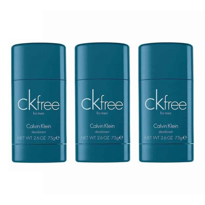 3-pack Calvin Klein CK Free Deostick 75ml ryhmässä KAUNEUS JA TERVEYS / Tuoksut & Parfyymit / Deodorantit / Miesten deodorantit @ TP E-commerce Nordic AB (A10563)