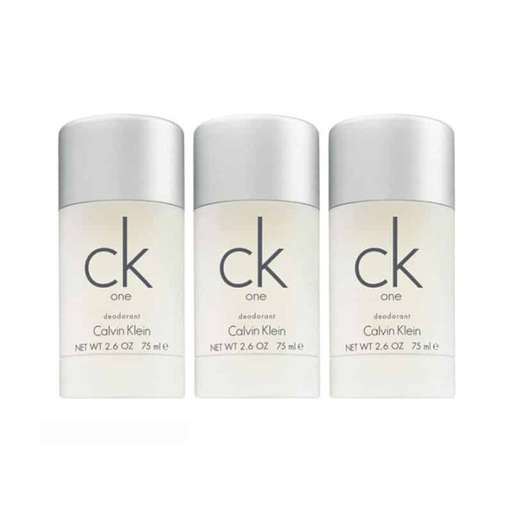 3-pack Calvin Klein CK One Deostick 75ml ryhmässä KAUNEUS JA TERVEYS / Tuoksut & Parfyymit / Deodorantit / Miesten deodorantit @ TP E-commerce Nordic AB (A10564)