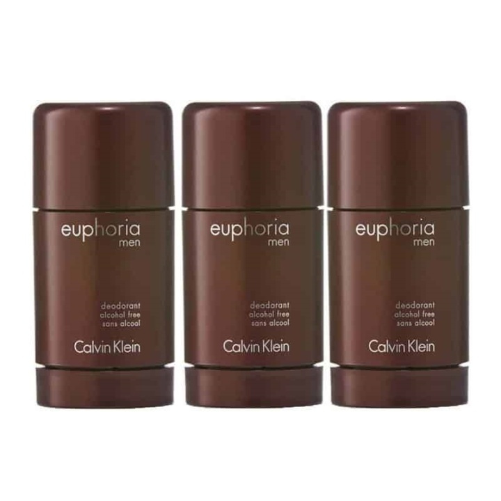 3-pack Calvin Klein Euphoria For Men Deostick 75ml ryhmässä KAUNEUS JA TERVEYS / Tuoksut & Parfyymit / Deodorantit / Miesten deodorantit @ TP E-commerce Nordic AB (A10566)