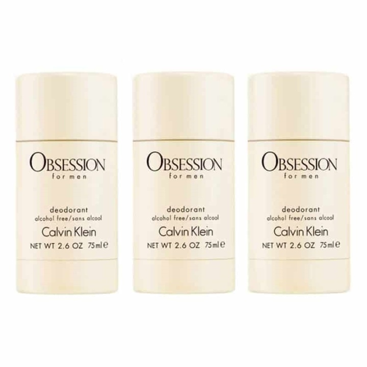 3-pack Calvin Klein Obsession For Men Deostick 75ml ryhmässä KAUNEUS JA TERVEYS / Tuoksut & Parfyymit / Deodorantit / Miesten deodorantit @ TP E-commerce Nordic AB (A10567)