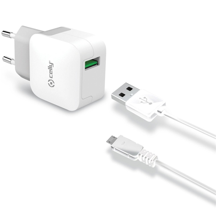 Celly USB-laddare MicroUSB 2,4A ryhmässä ÄLYPUHELIMET JA TABLETIT / Laturit & Kaapelit / Seinälaturi / Seinälaturi USB @ TP E-commerce Nordic AB (A13765)