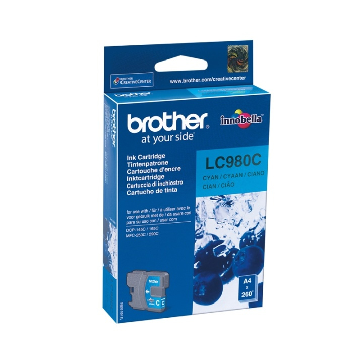 Brother LC-980C bläckpatroner 1 styck Original Cyan ryhmässä TIETOKOONET & TARVIKKEET / Tulostimet & Tarvikkeet / Musteet ja väriaineet / Mustepatruunat / Brother @ TP E-commerce Nordic AB (A14040)