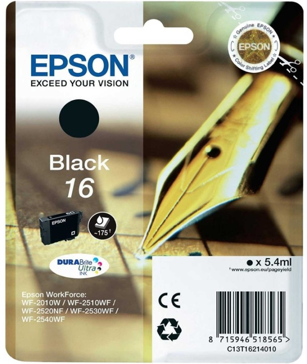 Epson Pen and crossword Singlepack Black 16 DURABrite Ultra Ink ryhmässä TIETOKOONET & TARVIKKEET / Tulostimet & Tarvikkeet / Musteet ja väriaineet / Mustepatruunat / Epson @ TP E-commerce Nordic AB (A14058)