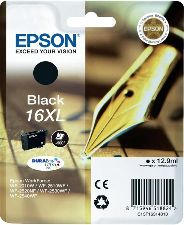 Epson Kynä ja ristisanatehtävä Yksittäispakkaus Musta 16XL DURABrite Ultra Ink ryhmässä TIETOKOONET & TARVIKKEET / Tulostimet & Tarvikkeet / Musteet ja väriaineet / Mustepatruunat / Epson @ TP E-commerce Nordic AB (A14061)
