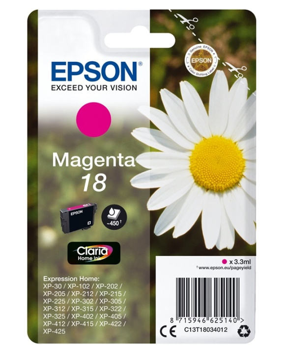 Epson Daisy Enpack magenta 18 Claria Home-bläck ryhmässä TIETOKOONET & TARVIKKEET / Tulostimet & Tarvikkeet / Musteet ja väriaineet / Mustepatruunat / Epson @ TP E-commerce Nordic AB (A14064)