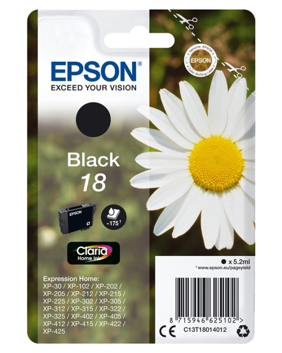 Epson Daisy Enpack svart 18 Claria Home-bläck ryhmässä TIETOKOONET & TARVIKKEET / Tulostimet & Tarvikkeet / Musteet ja väriaineet / Mustepatruunat / Epson @ TP E-commerce Nordic AB (A14065)