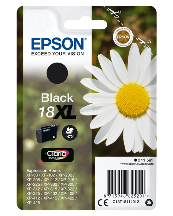 Epson Daisy Enpack svart 18XL Claria Home-bläck ryhmässä TIETOKOONET & TARVIKKEET / Tulostimet & Tarvikkeet / Musteet ja väriaineet / Mustepatruunat / Epson @ TP E-commerce Nordic AB (A14068)