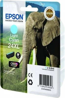 Epson Elephant Singlepack Light Cyan 24XL Claria Photo HD Ink ryhmässä TIETOKOONET & TARVIKKEET / Tulostimet & Tarvikkeet / Musteet ja väriaineet / Mustepatruunat / Epson @ TP E-commerce Nordic AB (A14071)
