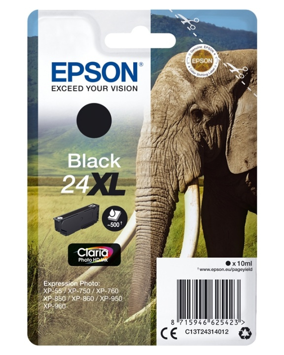 Epson Elephant Enpack svart 24XL Claria Photo HD-bläck ryhmässä TIETOKOONET & TARVIKKEET / Tulostimet & Tarvikkeet / Musteet ja väriaineet / Mustepatruunat / Epson @ TP E-commerce Nordic AB (A14075)
