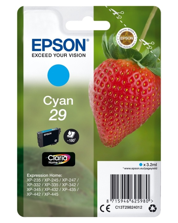 Epson Musteet C13T29824012 29 Cyan Strawberry ryhmässä TIETOKOONET & TARVIKKEET / Tulostimet & Tarvikkeet / Musteet ja väriaineet / Mustepatruunat / Epson @ TP E-commerce Nordic AB (A14083)