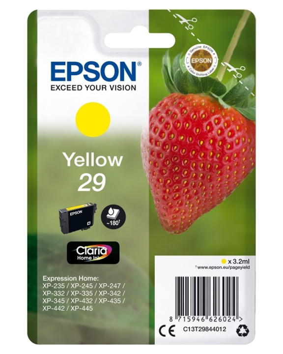 Epson Musteet C13T29844012 29 Keltainen Strawberry ryhmässä TIETOKOONET & TARVIKKEET / Tulostimet & Tarvikkeet / Musteet ja väriaineet / Mustepatruunat / Epson @ TP E-commerce Nordic AB (A14084)