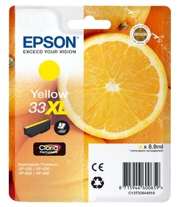 Epson Oranges C13T33644010 bläckpatroner 1 styck Original Gul ryhmässä TIETOKOONET & TARVIKKEET / Tulostimet & Tarvikkeet / Musteet ja väriaineet / Mustepatruunat / Epson @ TP E-commerce Nordic AB (A14101)