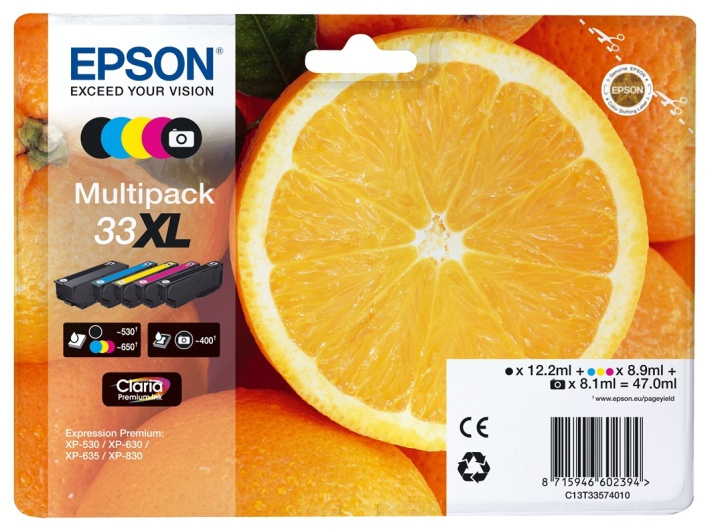 Epson Oranges Multipack 5-colours 33XL Claria Premium Ink ryhmässä TIETOKOONET & TARVIKKEET / Tulostimet & Tarvikkeet / Musteet ja väriaineet / Mustepatruunat / Epson @ TP E-commerce Nordic AB (A14103)